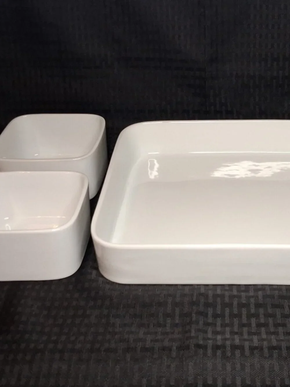 Crate & Barrel Porcelain Modular 5 pc Square Serving Tray w/ 4 Square Bowls HTF